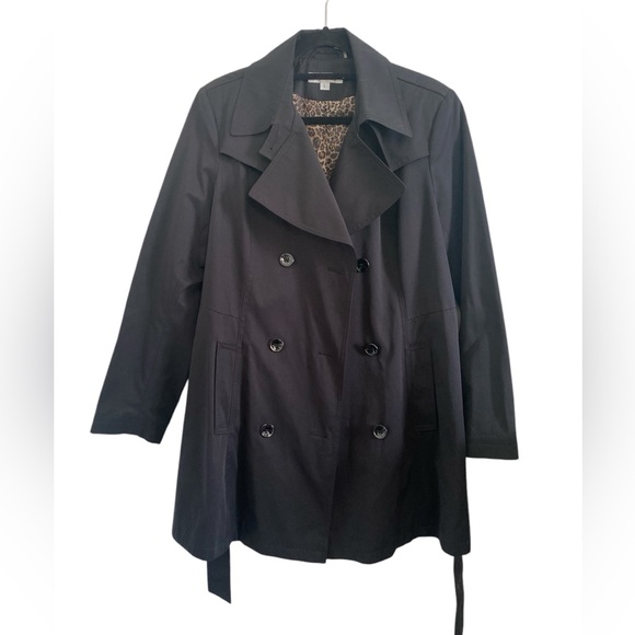Via Spiga Trench Coat Lined Belted Large Womens Jacket Black - Picture 4 of 16
